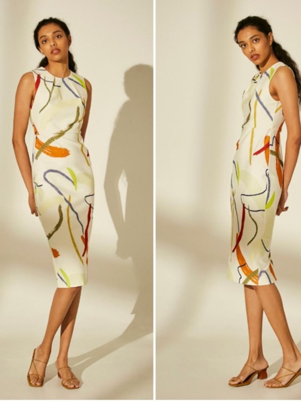 Our Second Nature Courtyard Midi Dress Abstract Stroke Print Size Medium